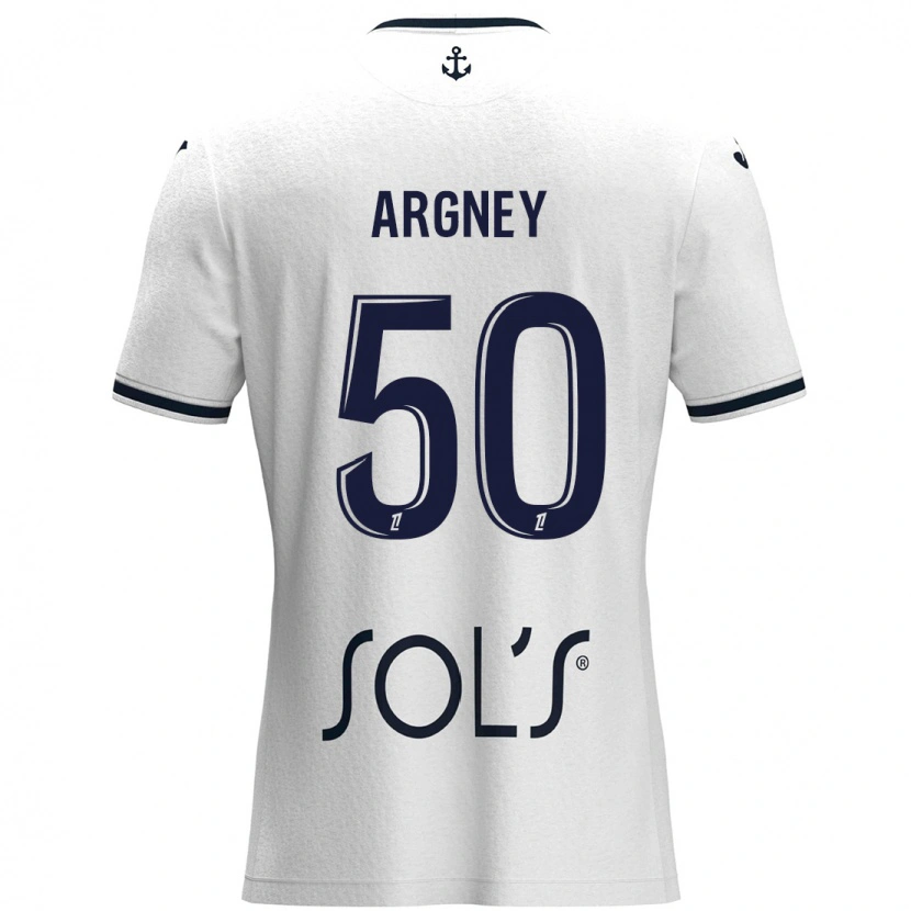 Danxen Męski Paul Argney #50 Biały Ciemnoniebieski Wyjazdowa Koszulka 2024/25 Koszulki Klubowe
