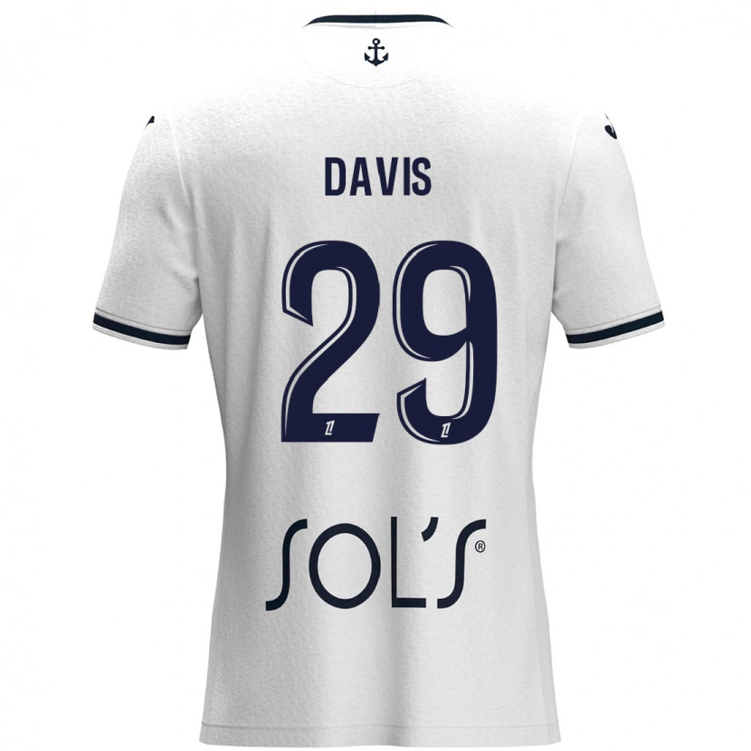 Danxen Męski Deja Davis #29 Biały Ciemnoniebieski Wyjazdowa Koszulka 2024/25 Koszulki Klubowe