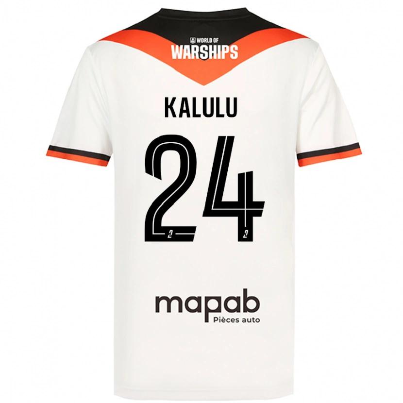 Danxen Męski Gédéon Kalulu #24 Biały Wyjazdowa Koszulka 2024/25 Koszulki Klubowe