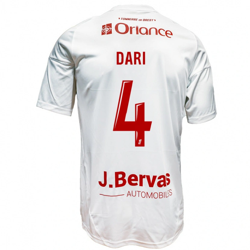 Danxen Męski Achraf Dari #4 Biały Czerwony Wyjazdowa Koszulka 2024/25 Koszulki Klubowe
