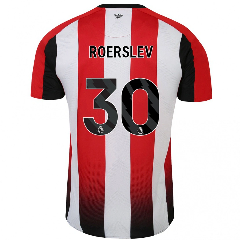 Danxen Kobiety Mads Roerslev #30 Czerwony Biały Domowa Koszulka 2024/25 Koszulki Klubowe