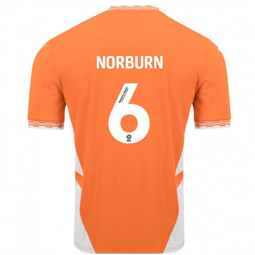 Danxen Kobiety Oliver Norburn #6 Pomarańczowy Biały Domowa Koszulka 2024/25 Koszulki Klubowe