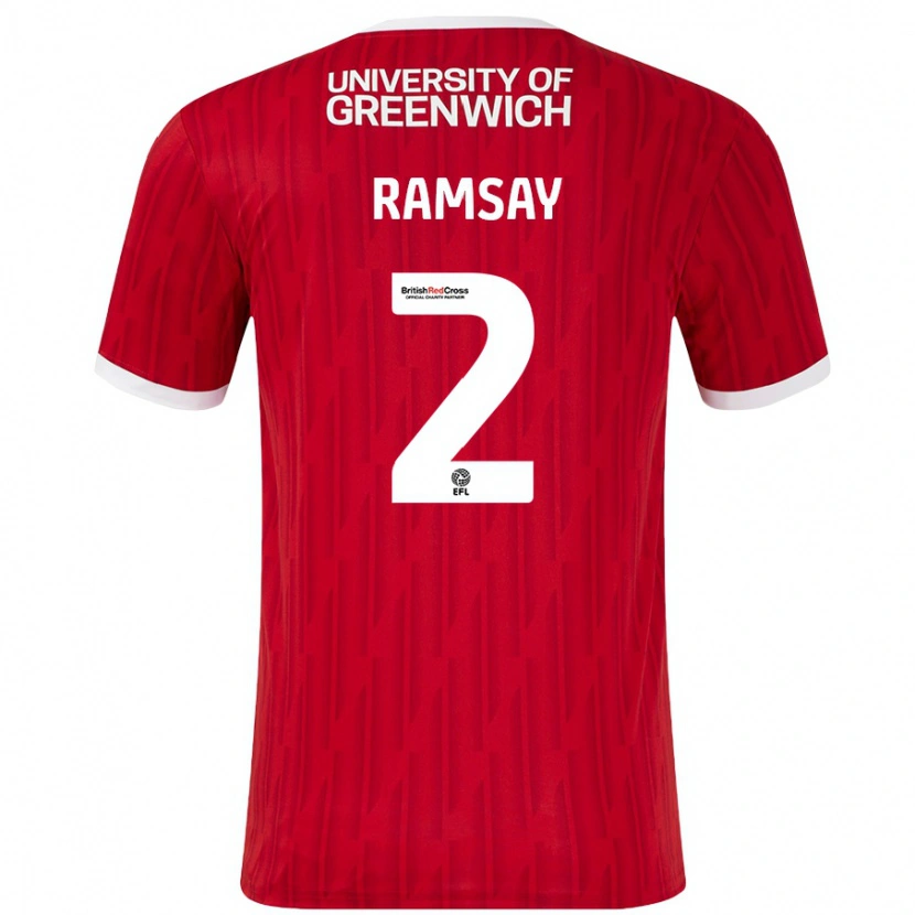 Danxen Kobiety Kayne Ramsay #2 Czerwony Biały Domowa Koszulka 2024/25 Koszulki Klubowe