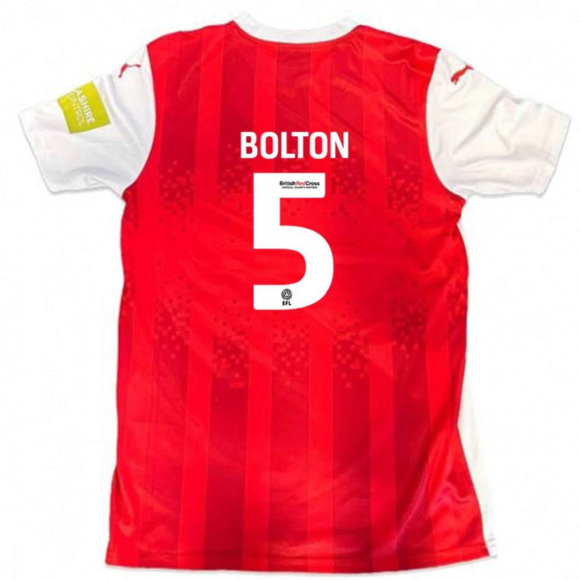 Danxen Kobiety James Bolton #5 Czerwony Biały Domowa Koszulka 2024/25 Koszulki Klubowe