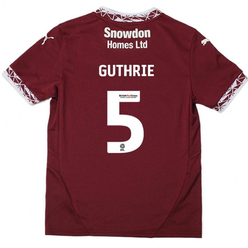 Danxen Kobiety Jon Guthrie #5 Burgundowy Domowa Koszulka 2024/25 Koszulki Klubowe