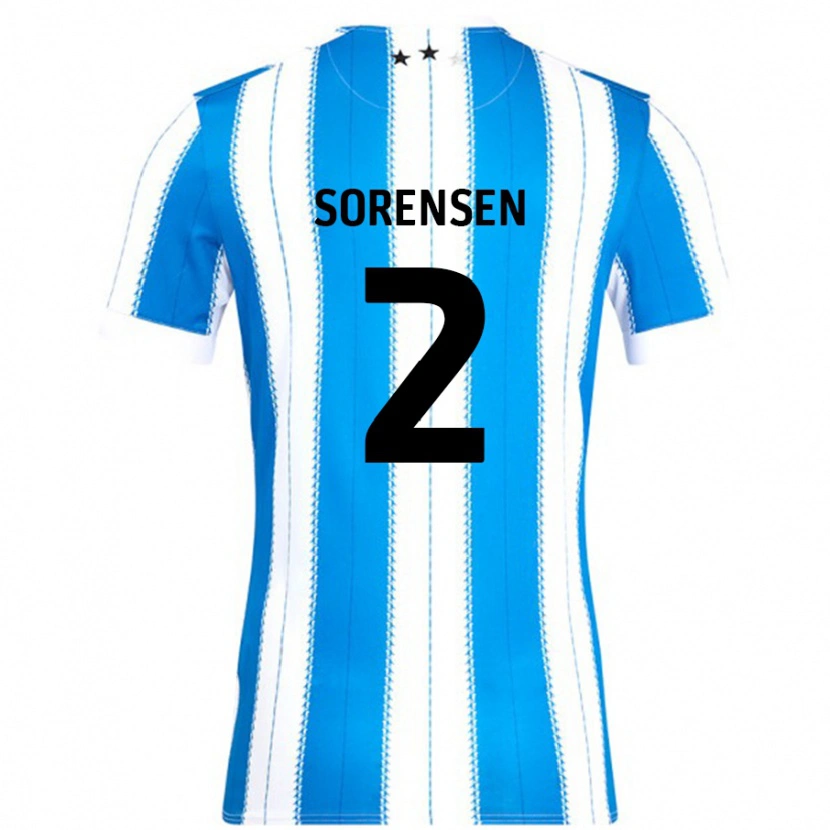 Danxen Kobiety Lasse Sørensen #2 Niebieski Biały Domowa Koszulka 2024/25 Koszulki Klubowe