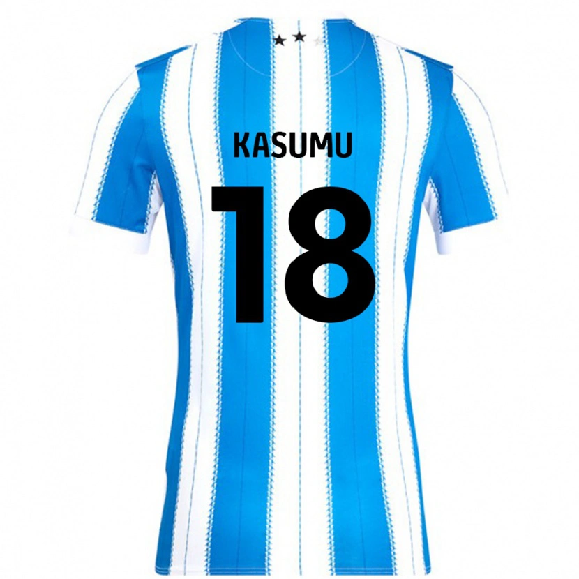 Danxen Kobiety David Kasumu #18 Niebieski Biały Domowa Koszulka 2024/25 Koszulki Klubowe