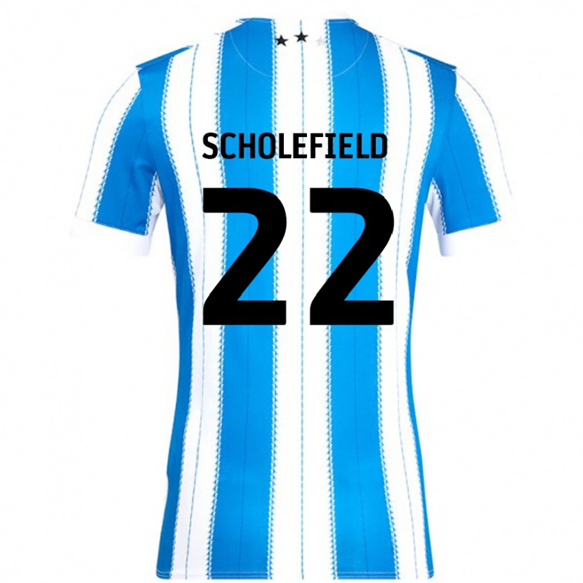 Danxen Kobiety Lois Scholefield #22 Niebieski Biały Domowa Koszulka 2024/25 Koszulki Klubowe