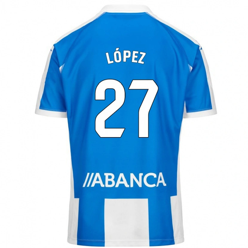 Danxen Kobiety Rubén López #27 Niebieski Biały Domowa Koszulka 2024/25 Koszulki Klubowe