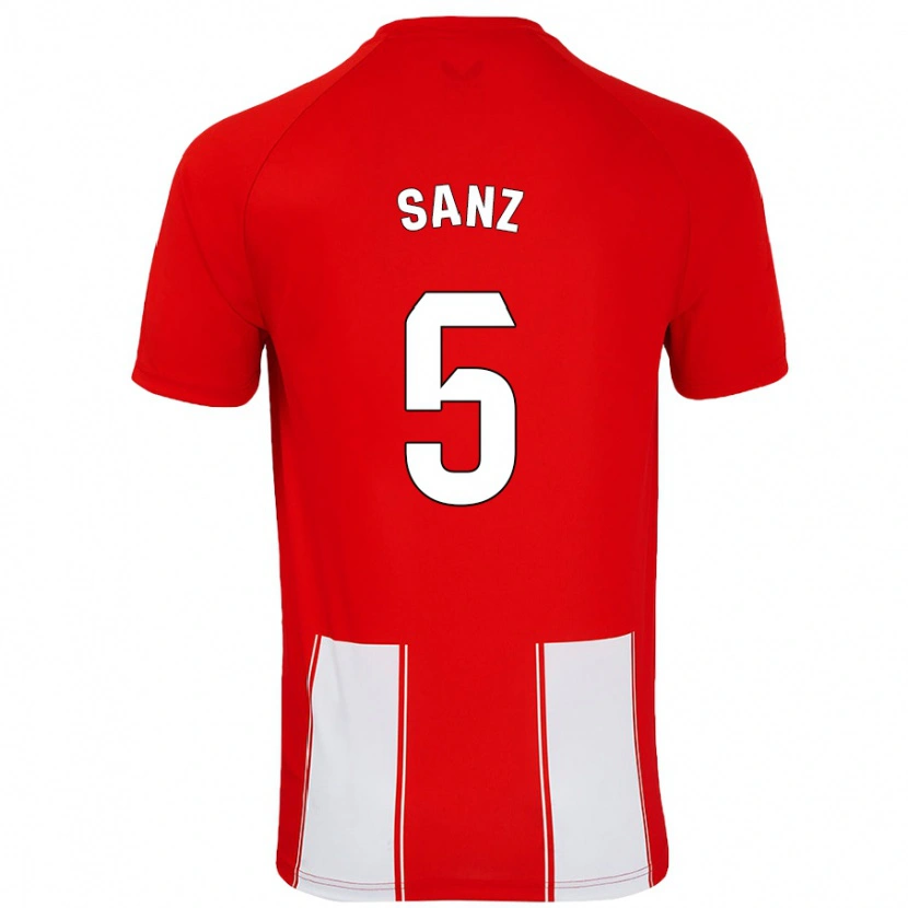 Danxen Kobiety Paco Sanz #5 Czerwony Biały Domowa Koszulka 2024/25 Koszulki Klubowe