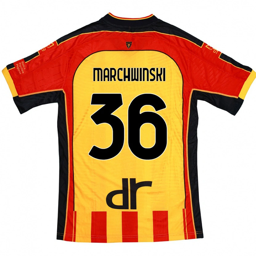 Danxen Kobiety Filip Marchwinski #36 Żółty Czerwony Domowa Koszulka 2024/25 Koszulki Klubowe
