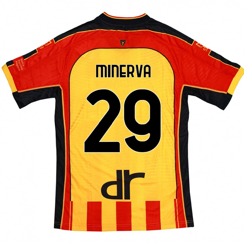 Danxen Kobiety Francesco Minerva #29 Żółty Czerwony Domowa Koszulka 2024/25 Koszulki Klubowe