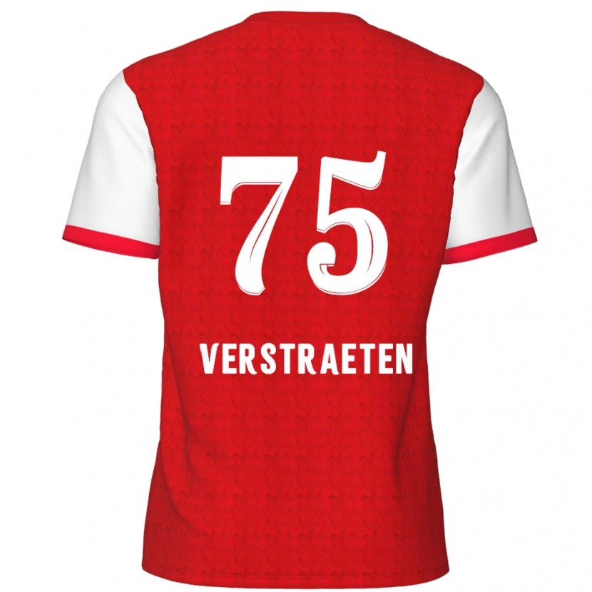 Danxen Kobiety Andreas Verstraeten #75 Czerwony Biały Domowa Koszulka 2024/25 Koszulki Klubowe