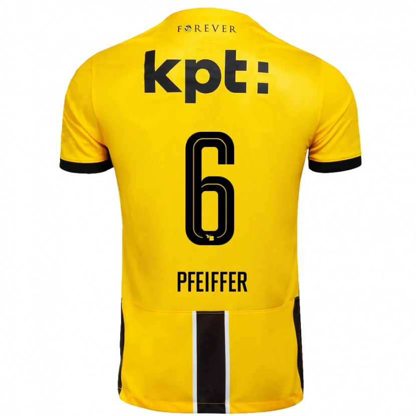 Danxen Kobiety Patric Pfeiffer #6 Żółto-Czarny Domowa Koszulka 2024/25 Koszulki Klubowe
