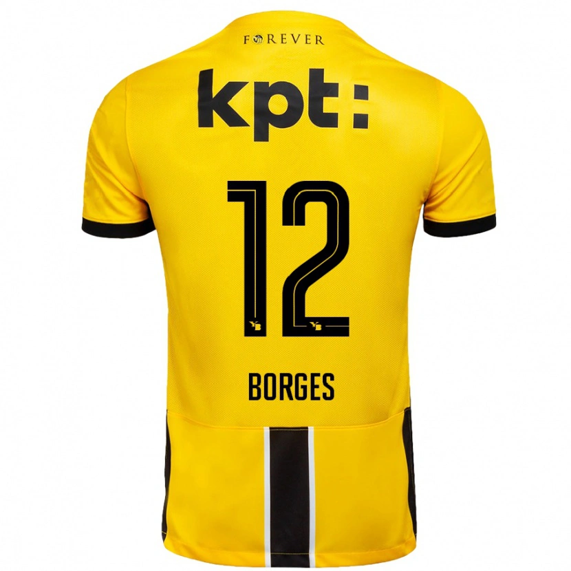 Danxen Kobiety David Borges #12 Żółto-Czarny Domowa Koszulka 2024/25 Koszulki Klubowe