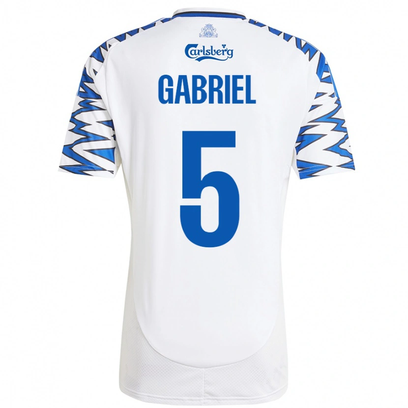 Danxen Kobiety Gabriel Pereira #5 Biały Błękitny Domowa Koszulka 2024/25 Koszulki Klubowe