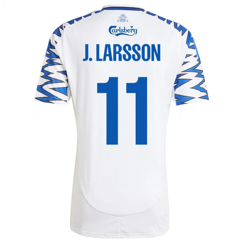 Danxen Kobiety Jordan Larsson #11 Biały Błękitny Domowa Koszulka 2024/25 Koszulki Klubowe
