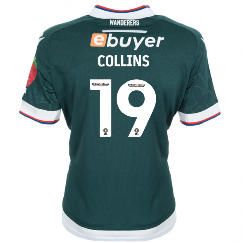 Danxen Kobiety Aaron Collins #19 Ciemnozielony Wyjazdowa Koszulka 2024/25 Koszulki Klubowe