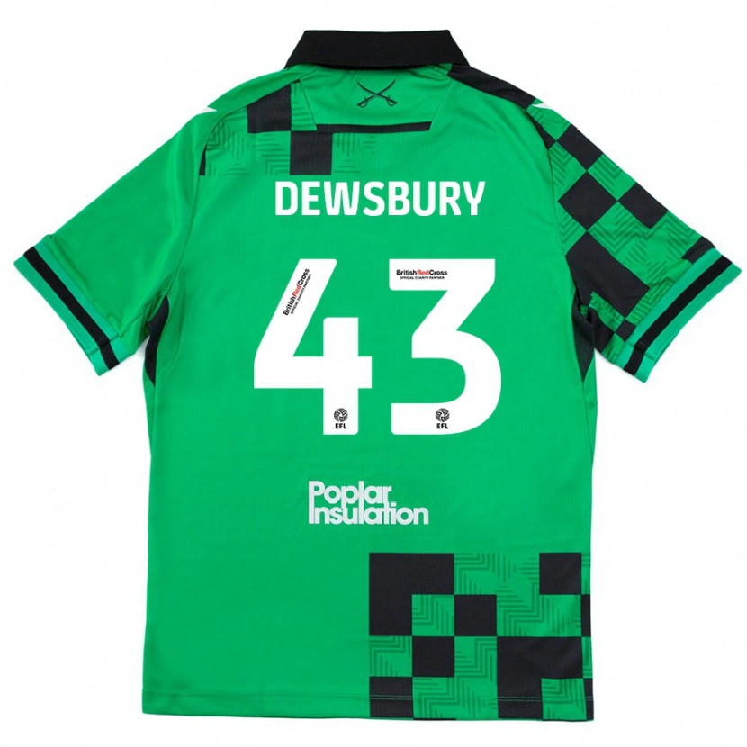 Danxen Kobiety Ollie Dewsbury #43 Zielony Czarny Wyjazdowa Koszulka 2024/25 Koszulki Klubowe