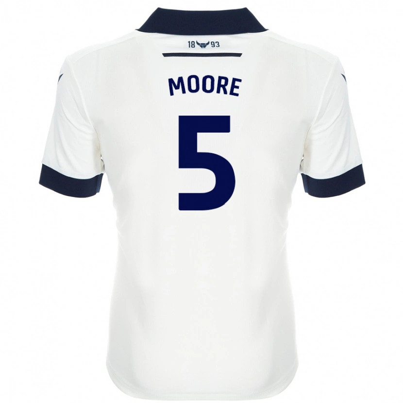 Danxen Kobiety Elliott Moore #5 Biały Granatowy Wyjazdowa Koszulka 2024/25 Koszulki Klubowe