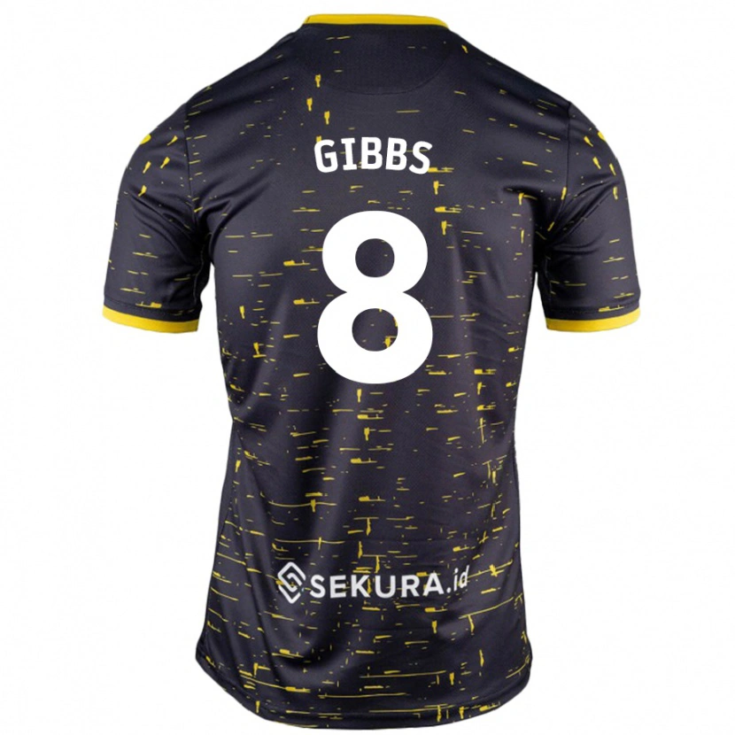 Danxen Kobiety Liam Gibbs #8 Czarny Żółty Wyjazdowa Koszulka 2024/25 Koszulki Klubowe