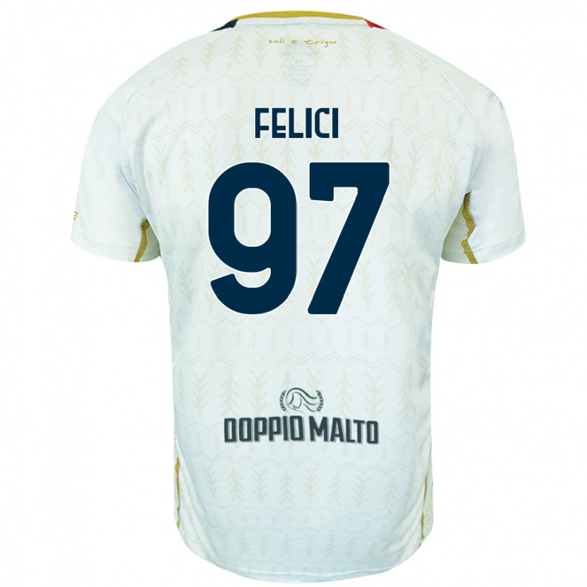 Danxen Kobiety Mattia Felici #97 Biały Wyjazdowa Koszulka 2024/25 Koszulki Klubowe