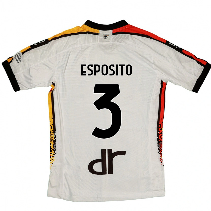 Danxen Kobiety Sebastian Esposito #3 Biały Czarny Wyjazdowa Koszulka 2024/25 Koszulki Klubowe