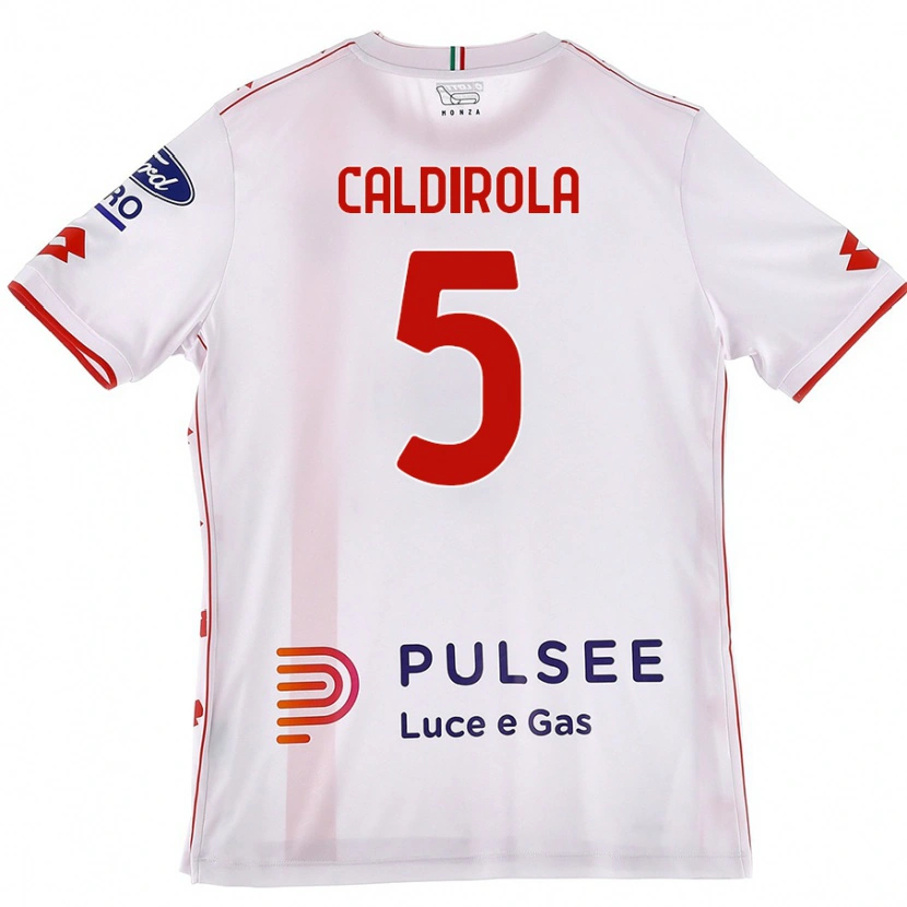 Danxen Kobiety Luca Caldirola #5 Biały Czerwony Wyjazdowa Koszulka 2024/25 Koszulki Klubowe