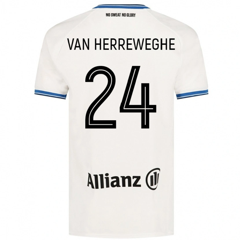 Danxen Kobiety Febe Van Herreweghe #24 Biały Wyjazdowa Koszulka 2024/25 Koszulki Klubowe
