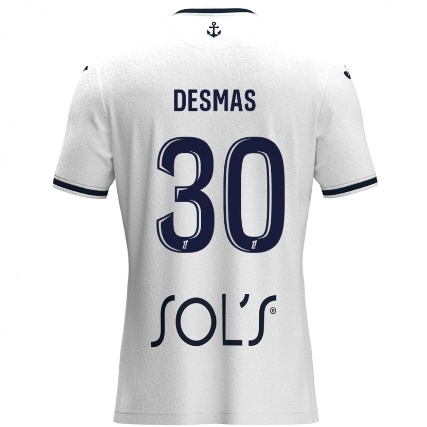 Danxen Kobiety Arthur Desmas #30 Biały Ciemnoniebieski Wyjazdowa Koszulka 2024/25 Koszulki Klubowe