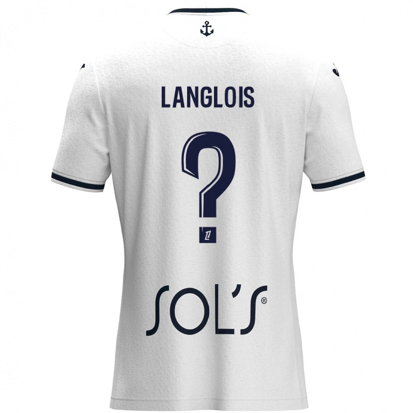 Danxen Kobiety Sacha Langlois #0 Biały Ciemnoniebieski Wyjazdowa Koszulka 2024/25 Koszulki Klubowe