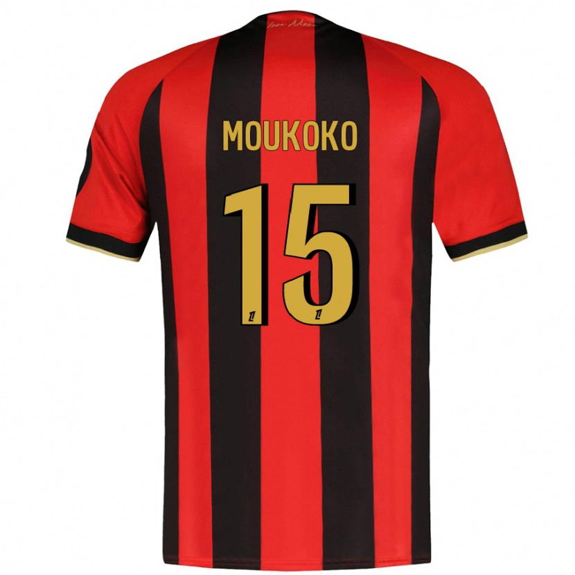 Danxen Dzieci Youssoufa Moukoko #15 Czerwony Czarny Domowa Koszulka 2024/25 Koszulki Klubowe