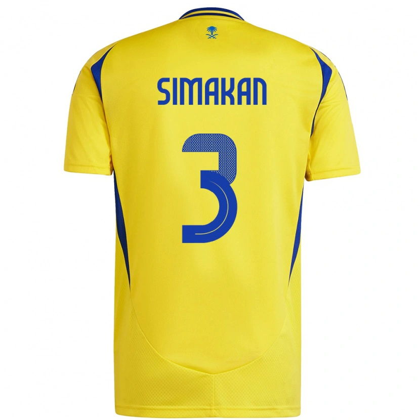 Danxen Dzieci Mohamed Simakan #3 Żółto-Niebieski Domowa Koszulka 2024/25 Koszulki Klubowe