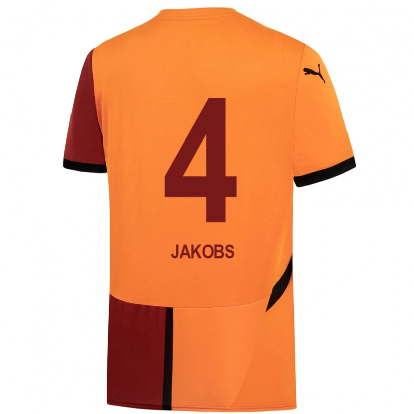 Danxen Dzieci Ismail Jakobs #4 Żółty Czerwony Domowa Koszulka 2024/25 Koszulki Klubowe