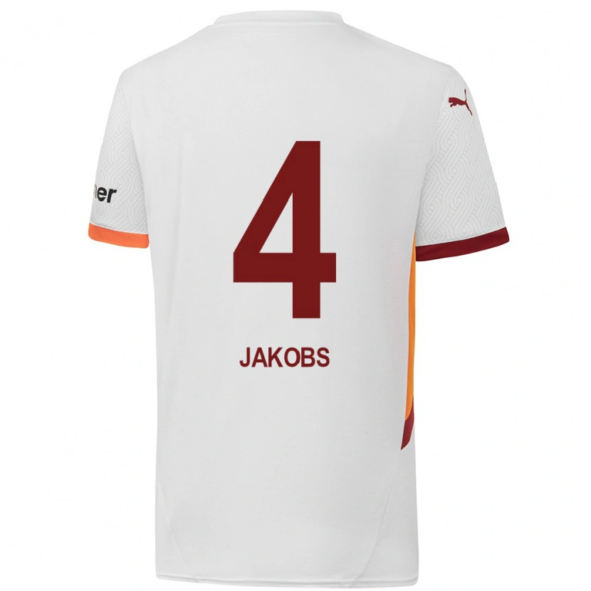 Danxen Dzieci Ismail Jakobs #4 Biały Żółty Czerwony Wyjazdowa Koszulka 2024/25 Koszulki Klubowe