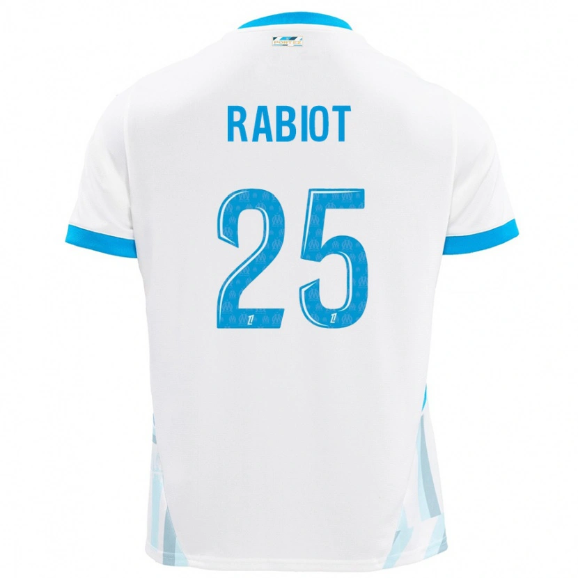 Danxen Męski Adrien Rabiot #25 Biały Błękitny Domowa Koszulka 2024/25 Koszulki Klubowe