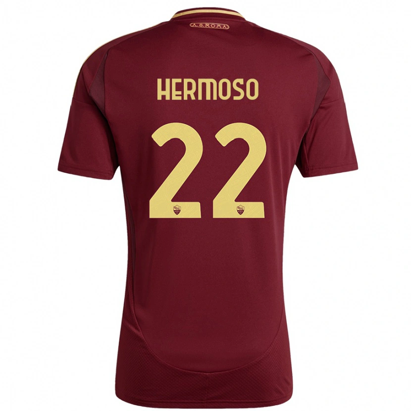 Danxen Męski Mario Hermoso #22 Czerwony Brązowy Złoty Domowa Koszulka 2024/25 Koszulki Klubowe