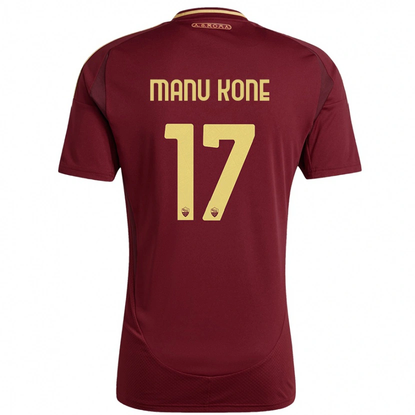 Danxen Męski Manu Koné #17 Czerwony Brązowy Złoty Domowa Koszulka 2024/25 Koszulki Klubowe