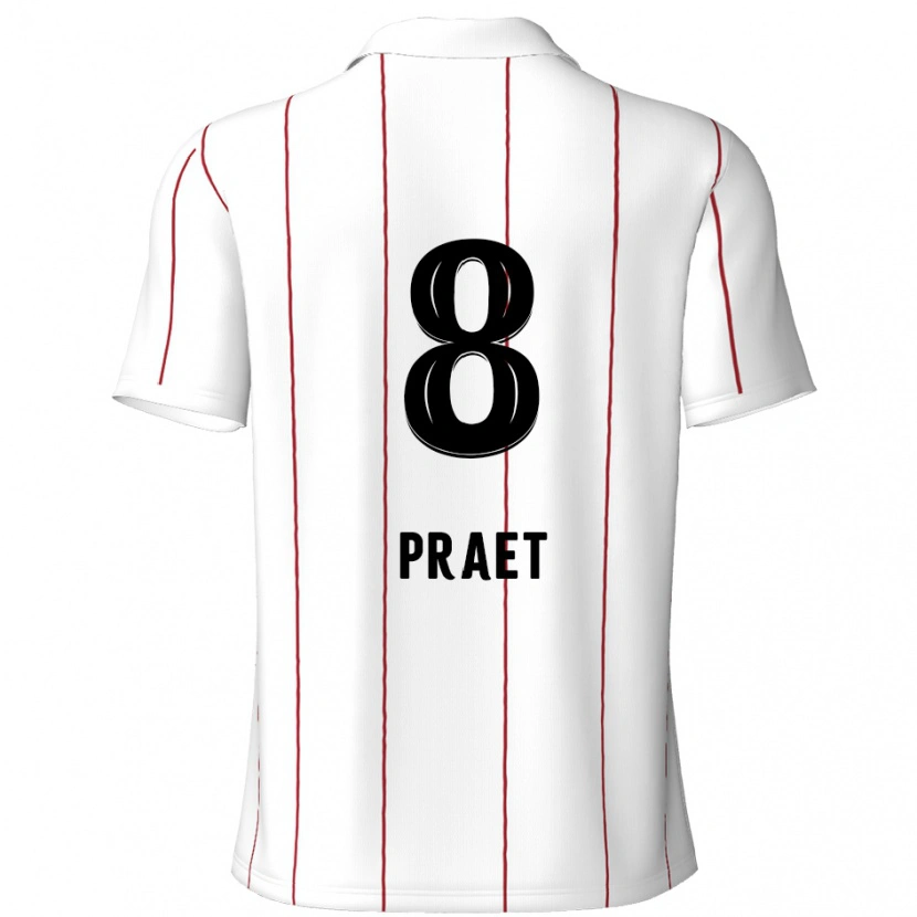 Danxen Męski Dennis Praet #8 Biały Czarny Wyjazdowa Koszulka 2024/25 Koszulki Klubowe