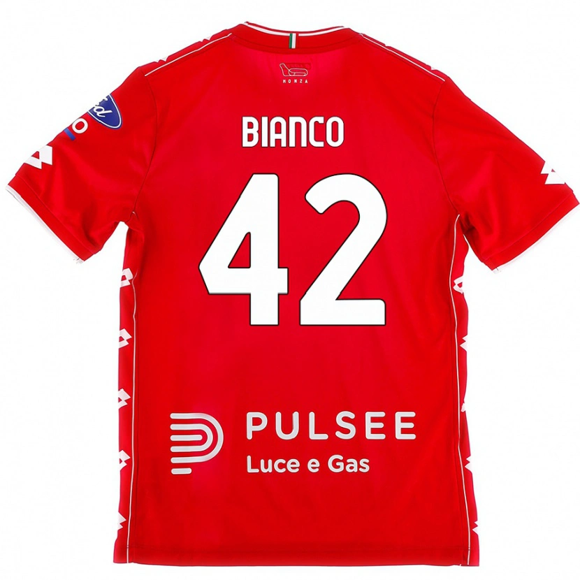 Danxen Męski Alessandro Bianco #42 Czerwono-Biały Domowa Koszulka 2024/25 Koszulki Klubowe