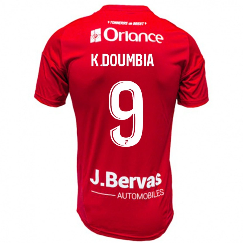 Danxen Męski Kamory Doumbia #9 Czerwony Biały Domowa Koszulka 2024/25 Koszulki Klubowe