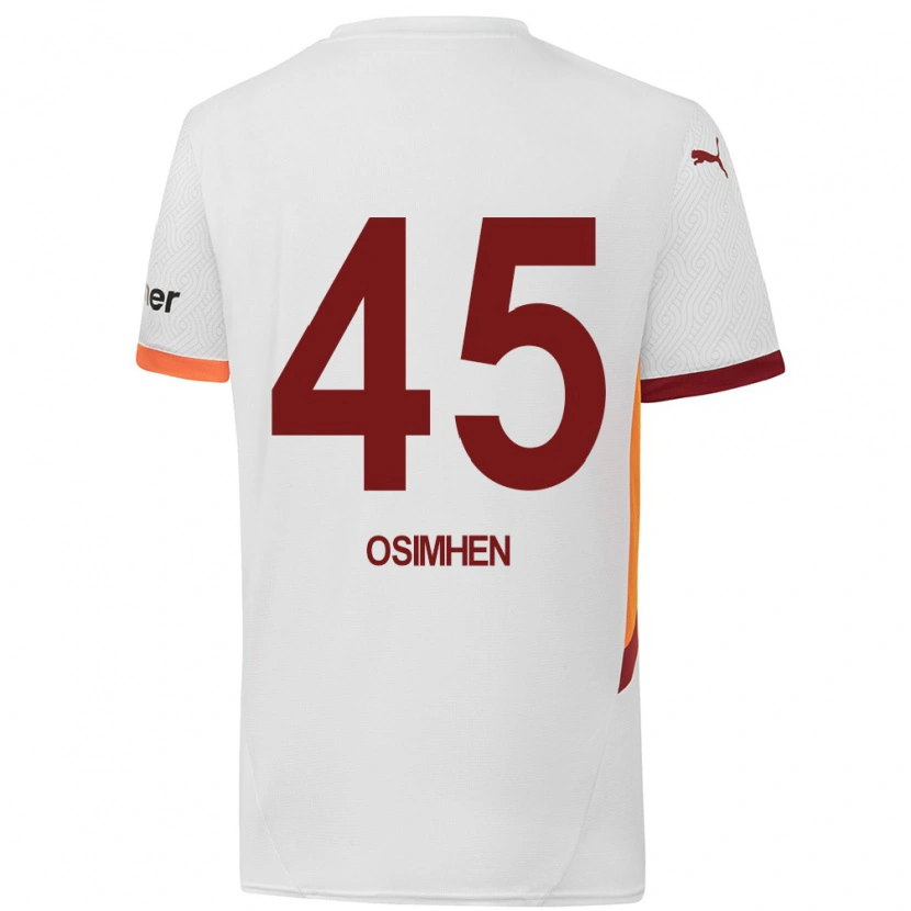 Danxen Męski Victor Osimhen #45 Biały Żółty Czerwony Wyjazdowa Koszulka 2024/25 Koszulki Klubowe