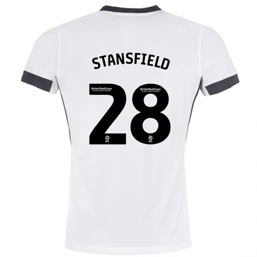 Danxen Męski Jay Stansfield #28 Biały Czarny Wyjazdowa Koszulka 2024/25 Koszulki Klubowe