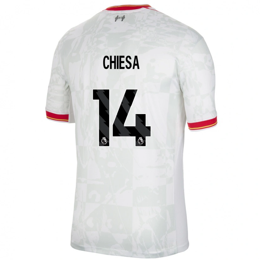 Danxen Kobiety Federico Chiesa #14 Biały Czerwony Czarny Trzeci Komplet Koszulka 2024/25 Koszulki Klubowe