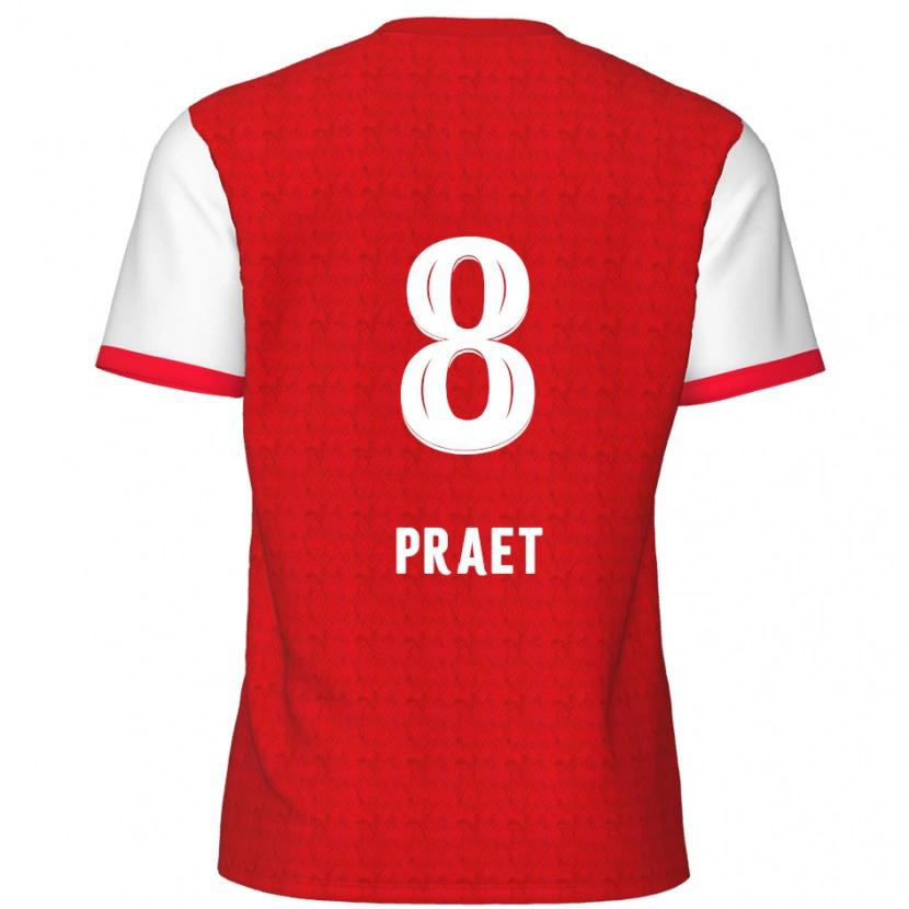Danxen Kobiety Dennis Praet #8 Czerwony Biały Domowa Koszulka 2024/25 Koszulki Klubowe