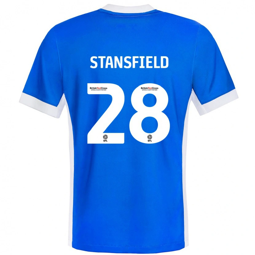 Danxen Kobiety Jay Stansfield #28 Niebieski Biały Domowa Koszulka 2024/25 Koszulki Klubowe