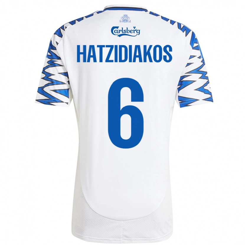 Danxen Kobiety Pantelis Hatzidiakos #6 Biały Błękitny Domowa Koszulka 2024/25 Koszulki Klubowe